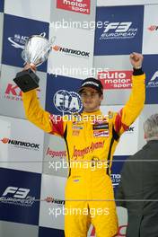 podium; rostrum; Antonio Giovinazzi (ITA) Jagonya Ayam with Carlin Dallara F312 – Volkswagen;  26.09.2015. FIA F3 European Championship 2015, Round 10, Race 2, Nuerburgring, Germany