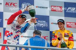 champagne shower; podium; rostrum; Jake Dennis (GBR) Prema Powerteam Dallara F312 – Mercedes-Benz;  17.10.2015. FIA F3 European Championship 2015, Round 11, Race 2, Hockenheimring, Germany