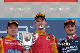Race 2, 1st position Alexander Rossi (USA), Racing Engineering, 2nd position Jordan King (GBR) Racing Engineering and 3rd position Mitch Evans (NZL) Russian Time 23.08.2015. GP2 Series, Rd 7, Spa-Francorchamps, Belgium, Sunday.