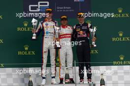 Race 2, 1st position Rio Haryanto (IND) Campos Racing, 2nd position Raffaele Marciello (ITA) Trident and 3rd position Pierre Gasly (FRA) Dams 05.07.2015. GP2 Series, Rd 5, Silverstone, England, Sunday.