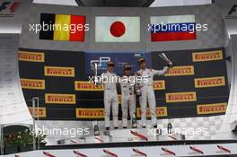 Race 2, 1st position Nobuharu Matsushita (JAP) Art Grand Prix, 2nd position Stoffel Vandoorne (BEL) Art Grand Prix and 3rd position Sergey Sirotkin (RUS) Rapax 26.07.2015. GP2 Series, Rd 6, Budapest, Hungary, Sunday.