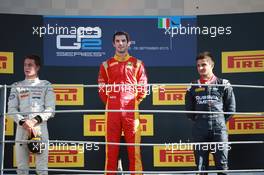Race 1, 1st position Alexander Rossi (USA) Racing Engineering, 2nd position Stoffel Vandoorne (BEL) Art Grand Prix and 3rd position Mitch Evans (NZL) Russian Time 05.09.2015. GP2 Series, Rd 8, Monza, Italy, Saturday.
