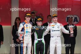 Race 2 podium, winner Richie Stanaway (NZL), Status Grand Prix, 2nd Raffaele Marciello (ITA), Trident, 3d Sergey Sirotkin (RUS), Rapax Team 23.05.2015. GP2 Series, Rd 3, Monte Carlo, Monaco, Saturday.