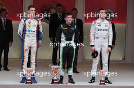 Race 2 podium, winner Richie Stanaway (NZL), Status Grand Prix, 2nd Raffaele Marciello (ITA), Trident, 3d Sergey Sirotkin (RUS), Rapax Team 23.05.2015. GP2 Series, Rd 3, Monte Carlo, Monaco, Saturday.