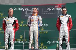 Race 2,  1st position Oscar Tunjo (COL) Trident, 2nd position Marvin Kirchhofer (GER) Art Grand Prix and 3rd position Esteban Ocon (FRA) ART Grand Prix 21.06.2015. GP3 Series, Rd 2, Spielberg, Austria, Sunday.