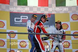 Race 2, 1st position Luca Ghiotto (ITA) Trident, 2nd position Esteban Ocon (FRA) ART Grand Prix and 3rd position Alfonso Celis Jr (MEX) ART Grand Prix 23.08.2015. GP3 Series, Rd 5, Spa-Francorchamps, Belgium, Sunday.