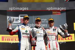 Race 2 podium: winner Marvin Kirchhofer (GER), Art Grand Prix, 2nd Jimmy Eriksson (SVE), Koiranen GP, 3rd Jann Mardenborough (GBR), Carlin 10.05.2015. GP3 Series, Rd 1, Barcelona, Spain, Sunday.