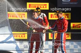 Race 1,  1st position Emil Bernstorff (GBR) Arden International, 2nd position Esteban Ocon (FRA) ART Grand Prix ans 3rd position Kevin Ceccon (ITA) Arden International 05.09.2015. GP3 Series, Rd 6, Monza, Italy, Saturday.