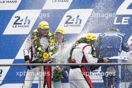 Podium, 2nd LMP2 Simon Dolan, Mitch Evans, Oliver Turvey #38 Jota Sport Gibson 015S 14.06.2015. Le Mans 24 Hour, Race, Le Mans, France.