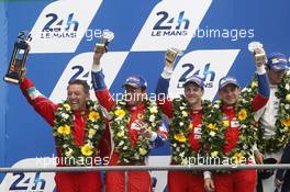 Podium, 2nd GTE Pro, Davide Rigon, James Calado, Olivier Beretta #71 AF Corse Ferrari 458 GTE 14.06.2015. Le Mans 24 Hour, Race, Le Mans, France.