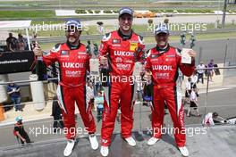 03.05.2015 - Race 1, 1st position Pepe Oriola (ESP) SEAT Le&#xf3;n, Team Craft-Bamboo LUKOIL, 2nd position Sergey Afanasyev (RUS) SEAT Le&#xf3;n, Team Craft-Bamboo LUKOIL and 3rd position Jordi Gen&#xe9; (ESP) SEAT Le&#xf3;n, Team Craft-Bamboo LUKOIL 02-03.05.2015 TCR International Series, Valencia, Spain