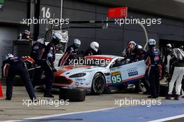 Pitstop Christoffer Nygaard (DEN) / Marco Sorensen (DEN) / Nicki Thiim (DEN) #95 Aston Martin Vantage V8. 12.04.2015. FIA World Endurance Championship, Round 1, Silverstone, England, Sunday.