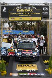 Podio, Jari-Matti Latvala,  Miikka Anttila (Volkswagen Polo WRC #2, Volkswagen Motorsport) 22-25.10.2015. World Rally Championship, Rd 12,  Rally de Espana, Catalunya-Costa Daurada, Salou, Spain.
