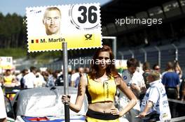 Grid girl of Maxime Martin (BEL) BMW Team RBM, BMW M4 DTM. 22.05.2016, DTM Round 2, Spielberg, Austria, Race 2, Sunday.