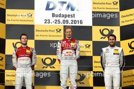 Podium: Race winner Mattias Ekström (SWE) Audi Sport Team Abt Sportsline, Audi A5 DTM; second place Adrien Tambay (FRA) Audi Sport Team Rosberg, Audi RS 5 DTM; third Daniel Juncadella (ESP) Mercedes-AMG Team HWA, Mercedes-AMG C63 DTM. 25.09.2016, DTM Round 8, Hungaroring, Hungary, Sunday, Race.