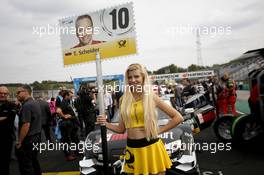 Grid girl of Timo Scheider (GER) Audi Sport Team Phoenix, Audi RS 5 DTM. 25.09.2016, DTM Round 8, Hungaroring, Hungary, Sunday, Race.