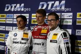 Press Conference, Bruno Spengler (CAN) BMW Team MTEK BMW M4 DTM; Nico Müller (SUI) Audi Sport Team Abt Sportsline, Audi RS 5 DTM; Maximilian Götz (GER) Mercedes-AMG Team HWA, Mercedes-AMG C63 DTM. 08.04.2015, DTM Media Day, Hockenheimring, Germany.