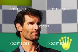 Mark Webber (AUS) Porsche Team WEC Driver / Channel 4 Presenter on the podium. 20.03.2016. Formula 1 World Championship, Rd 1, Australian Grand Prix, Albert Park, Melbourne, Australia, Race Day.