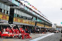Sebastian Vettel (GER) Ferrari SF16-H in the pits. 19.03.2016. Formula 1 World Championship, Rd 1, Australian Grand Prix, Albert Park, Melbourne, Australia, Qualifying Day.