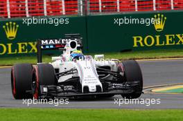 Felipe Massa (BRA) Williams FW38. 19.03.2016. Formula 1 World Championship, Rd 1, Australian Grand Prix, Albert Park, Melbourne, Australia, Qualifying Day.