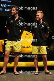 (L to R): Jolyon Palmer (GBR) Renault Sport F1 Team and Kevin Magnussen (DEN) Renault Sport F1 Team at the Renault Sport F1 Team RS16 livery reveal. 16.03.2016. Formula 1 World Championship, Rd 1, Australian Grand Prix, Albert Park, Melbourne, Australia, Preparation Day.