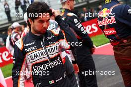 Sergio Perez (MEX) Sahara Force India F1 on the grid. 03.07.2016. Formula 1 World Championship, Rd 9, Austrian Grand Prix, Spielberg, Austria, Race Day.