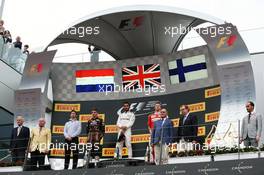The podium (L to R): Max Verstappen (NLD) Red Bull Racing, second; Lewis Hamilton (GBR) Mercedes AMG F1, race winner; Kimi Raikkonen (FIN) Ferrari, third. 03.07.2016. Formula 1 World Championship, Rd 9, Austrian Grand Prix, Spielberg, Austria, Race Day.
