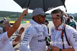 Lewis Hamilton (GBR) Mercedes AMG F1 on the grid. 28.08.2016. Formula 1 World Championship, Rd 13, Belgian Grand Prix, Spa Francorchamps, Belgium, Race Day.
