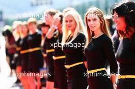 Grid girls on the drivers parade. 28.08.2016. Formula 1 World Championship, Rd 13, Belgian Grand Prix, Spa Francorchamps, Belgium, Race Day.