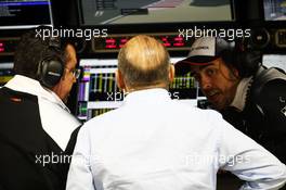 (L to R): Eric Boullier (FRA) McLaren Racing Director with Ron Dennis (GBR) McLaren Executive Chairman and Fernando Alonso (ESP) McLaren. 01.04.2016. Formula 1 World Championship, Rd 2, Bahrain Grand Prix, Sakhir, Bahrain, Practice Day