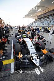 Sergio Perez (MEX) Sahara Force India F1 VJM09 on the grid. 03.04.2016. Formula 1 World Championship, Rd 2, Bahrain Grand Prix, Sakhir, Bahrain, Race Day.