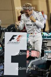 Race winner Nico Rosberg (GER) Mercedes AMG F1 W07 Hybrid celebrates in parc ferme. 03.04.2016. Formula 1 World Championship, Rd 2, Bahrain Grand Prix, Sakhir, Bahrain, Race Day.