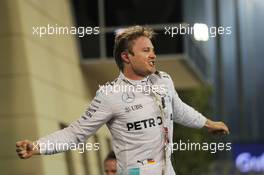 Race winner Nico Rosberg (GER) Mercedes AMG F1 celebrates in parc ferme. 03.04.2016. Formula 1 World Championship, Rd 2, Bahrain Grand Prix, Sakhir, Bahrain, Race Day.