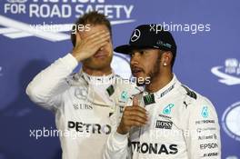 Pole for Lewis Hamilton (GBR) Mercedes Petronas AMG F1 and 2nd for Nico Rosberg (GER) Mercedes Petronas AMG F1. 02.04.2016. Formula 1 World Championship, Rd 2, Bahrain Grand Prix, Sakhir, Bahrain, Qualifying Day.