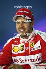 Sebastian Vettel (GER) Ferrari in the FIA Press Conference. 02.04.2016. Formula 1 World Championship, Rd 2, Bahrain Grand Prix, Sakhir, Bahrain, Qualifying Day.