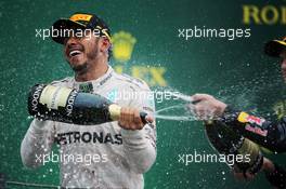 Race winner Lewis Hamilton (GBR) Mercedes AMG F1 celebrates on the podium. 13.11.2016. Formula 1 World Championship, Rd 20, Brazilian Grand Prix, Sao Paulo, Brazil, Race Day.