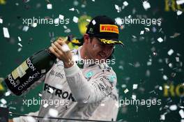 Nico Rosberg (GER) Mercedes AMG F1 celebrates his second position on the podium. 13.11.2016. Formula 1 World Championship, Rd 20, Brazilian Grand Prix, Sao Paulo, Brazil, Race Day.