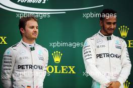 The podium (L to R): second placed Nico Rosberg (GER) Mercedes AMG F1 with team mate and race winner Lewis Hamilton (GBR) Mercedes AMG F1. 13.11.2016. Formula 1 World Championship, Rd 20, Brazilian Grand Prix, Sao Paulo, Brazil, Race Day.