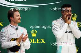 The podium (L to R): second placed Nico Rosberg (GER) Mercedes AMG F1 with team mate and race winner Lewis Hamilton (GBR) Mercedes AMG F1. 13.11.2016. Formula 1 World Championship, Rd 20, Brazilian Grand Prix, Sao Paulo, Brazil, Race Day.