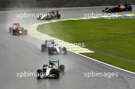 Lewis Hamilton (GBR) Mercedes AMG F1 W07 Hybrid leads team mate Nico Rosberg (GER) Mercedes AMG F1 W07 Hybrid. 13.11.2016. Formula 1 World Championship, Rd 20, Brazilian Grand Prix, Sao Paulo, Brazil, Race Day.