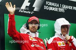 Lotus F1 Team Sebastian Vettel (GER) Ferrari with Kimi Raikkonen (FIN) Ferrari on the drivers parade. 13.11.2016. Formula 1 World Championship, Rd 20, Brazilian Grand Prix, Sao Paulo, Brazil, Race Day.