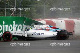 Felipe Massa (BRA) Williams FW38 crashed in the first practice session. 10.06.2016. Formula 1 World Championship, Rd 7, Canadian Grand Prix, Montreal, Canada, Practice Day.