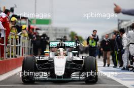 Race winner Lewis Hamilton (GBR) Mercedes AMG F1 W07 Hybrid enters parc ferme. 12.06.2016. Formula 1 World Championship, Rd 7, Canadian Grand Prix, Montreal, Canada, Race Day.