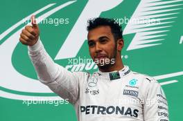 Race winner Lewis Hamilton (GBR) Mercedes AMG F1 celebrates on the podium. 12.06.2016. Formula 1 World Championship, Rd 7, Canadian Grand Prix, Montreal, Canada, Race Day.