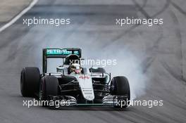 Lewis Hamilton (GBR) Mercedes AMG F1 W07 Hybrid locks up under braking. 12.06.2016. Formula 1 World Championship, Rd 7, Canadian Grand Prix, Montreal, Canada, Race Day.
