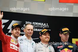 The podium (L to R): Sebastian Vettel (GER) Ferrari, second; Tony Ross (GBR) Mercedes AMG F1 Race Engineer; Nico Rosberg (GER) Mercedes AMG F1, race winner; Daniil Kvyat (RUS) Red Bull Racing, third. 17.04.2016. Formula 1 World Championship, Rd 3, Chinese Grand Prix, Shanghai, China, Race Day.