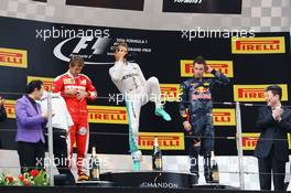 The podium (L to R): Sebastian Vettel (GER) Ferrari, second; Nico Rosberg (GER) Mercedes AMG F1, race winner; Daniil Kvyat (RUS) Red Bull Racing, third. 17.04.2016. Formula 1 World Championship, Rd 3, Chinese Grand Prix, Shanghai, China, Race Day.