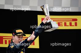 Daniil Kvyat (RUS) Red Bull Racing celebrates his third position on the podium. 17.04.2016. Formula 1 World Championship, Rd 3, Chinese Grand Prix, Shanghai, China, Race Day.