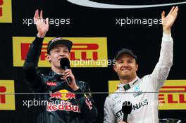 (L to R): Daniil Kvyat (RUS) Red Bull Racing celebrates his third position with race winner Nico Rosberg (GER) Mercedes AMG F1. 17.04.2016. Formula 1 World Championship, Rd 3, Chinese Grand Prix, Shanghai, China, Race Day.