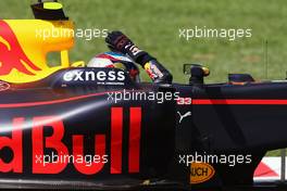 Race winner Max Verstappen (NLD) Red Bull Racing RB12 celebrates at the end of the race. 15.05.2016. Formula 1 World Championship, Rd 5, Spanish Grand Prix, Barcelona, Spain, Race Day.